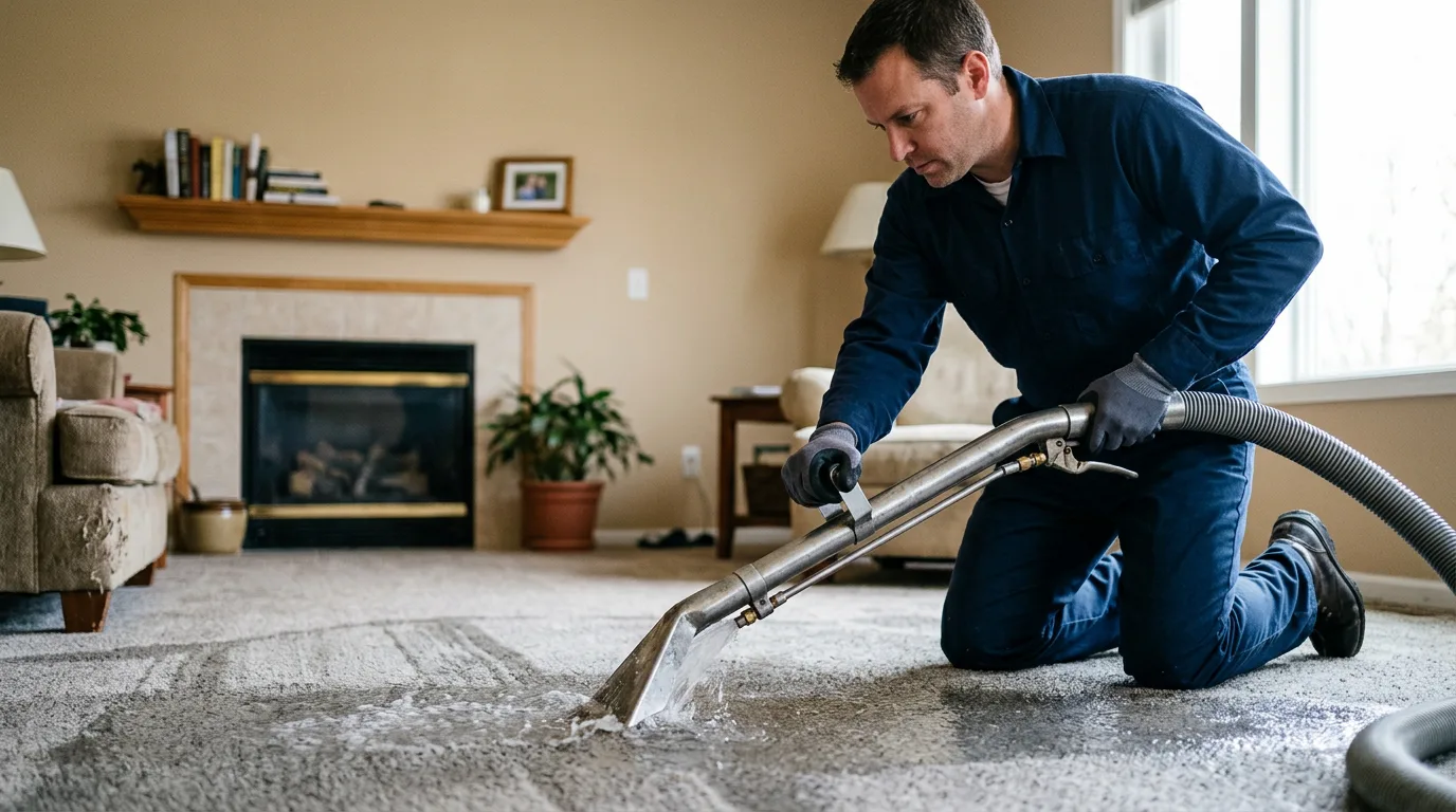 Water damage restoration technician working near Addison, IL